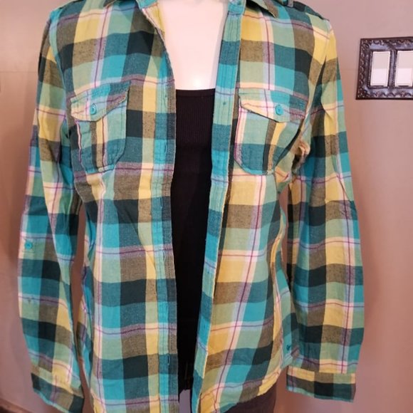 Women's Aeropostale Plaid Button Down Flanner Shirt - Picture 2 of 6
